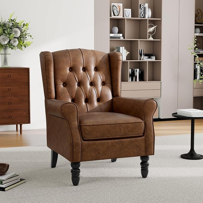 Pia Ricco Set of 2 Mid-Century Modern Wingback Accent Chairs - Image 5
