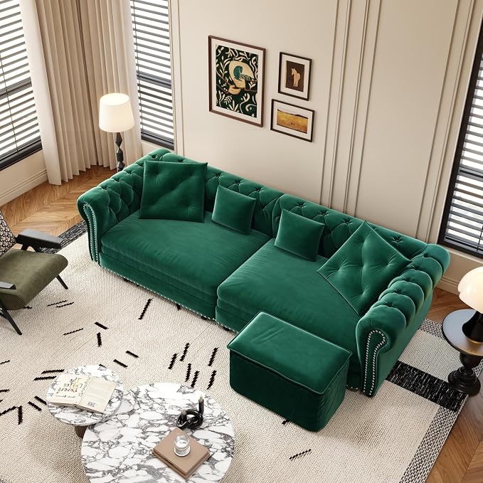 89" Velvet Pull Out Couch Bed - Image 5