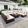 UPHA 9 Pieces Patio Furniture Sets, Wicker Outdoor Sectional Sofa Couch by UPHA