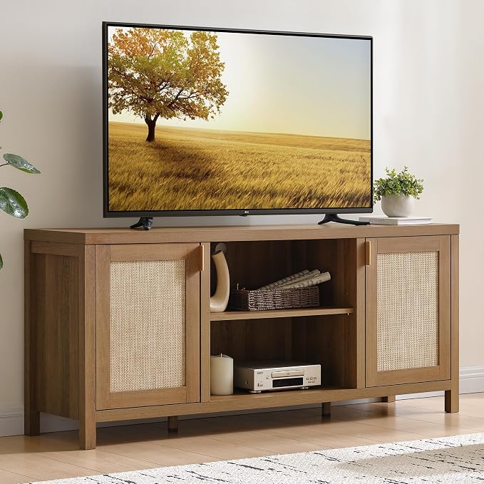 SICOTAS TV Stands for Living Room : Rattan TV Console Cabinet by SICOTAS