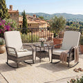GarveeHome 3-Piece Outdoor Rocking Chair Set, Wicker Rattan Patio Furniture by GarveeHome