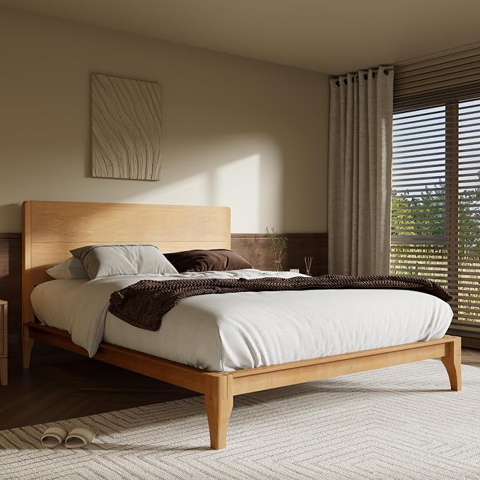 Merax King Size Bamboo Platform Bed, Mid-Century Modern Bed Frame - Image 3