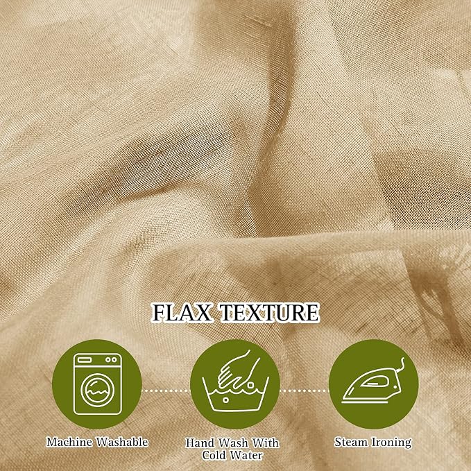 NICETOWN Linen Textured Semi Sheer Bedroom Curtains, Grommet Top Casual Thick - Image 4