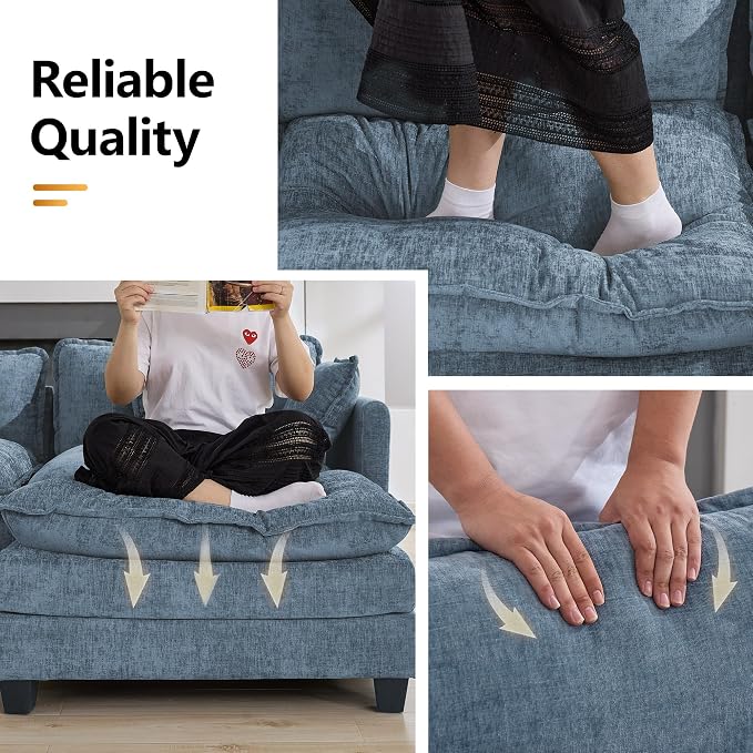 113'' V Shaped Cloud Sectional Sofa, Oversized Deep Seat Couches - Image 5