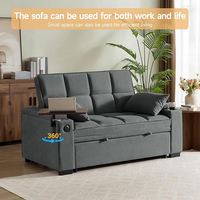 Auvsoce 65" Sleeper Sofa Bed Loveseat, Convertible Couch - Image 5