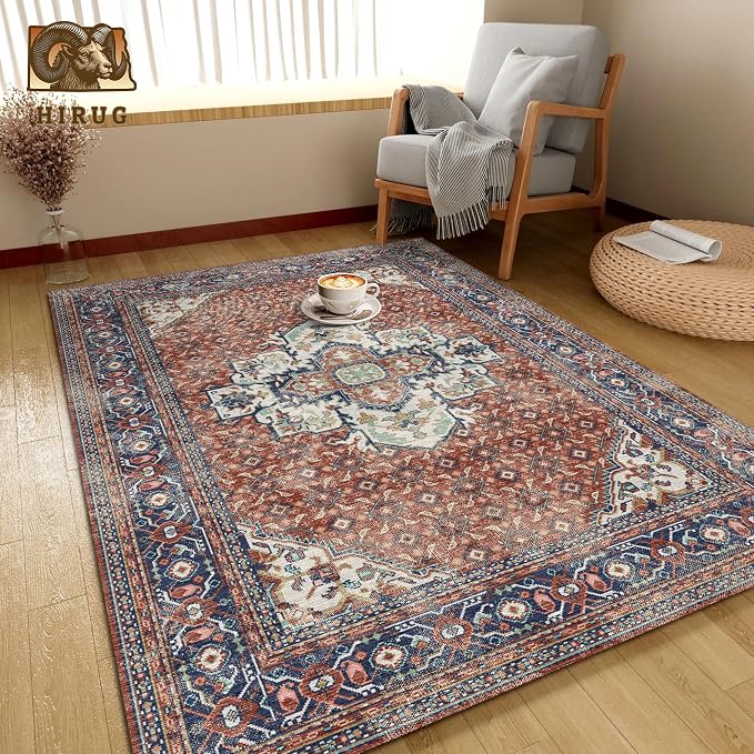 Washable Area Rug 9' x 12' Vintage Traditional Persian Mat - Image 4