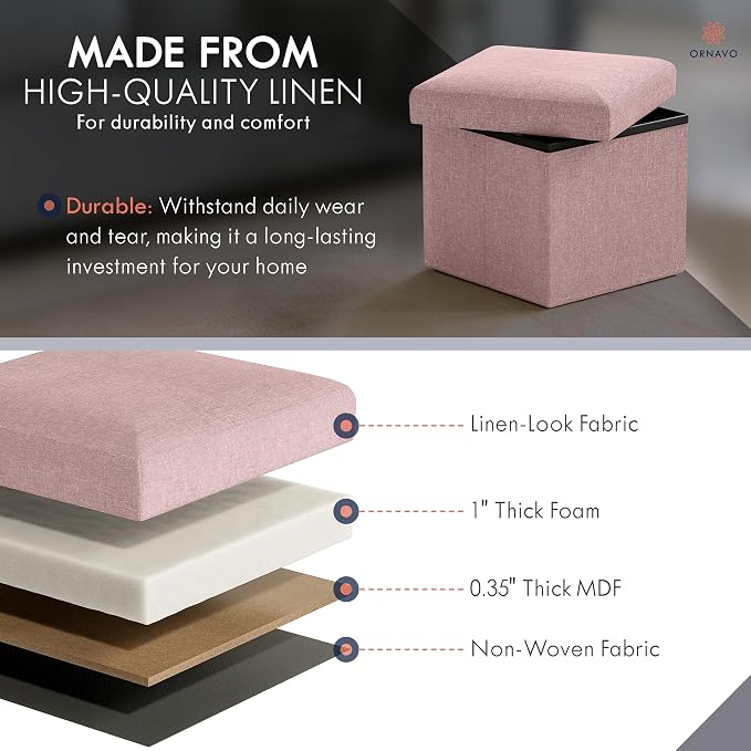 Ornavo Home Small Storage Ottoman, - Image 4