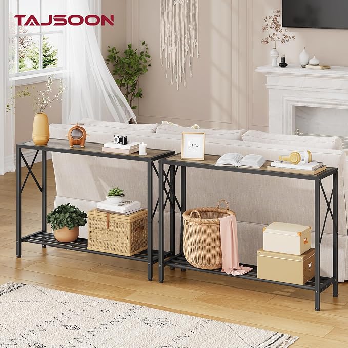 Tajsoon Console Table 41.8”, 2-Tier Industrial entryway Table, Narrow Sofa Table - Image 2