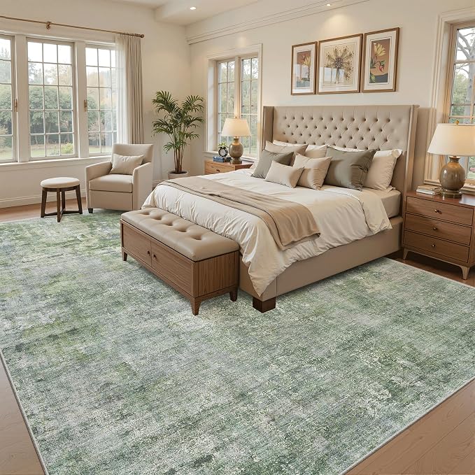 Abstract Rug 8x10 Large Living Room Rugs Neutral Modern Washable Area Rugs - Image 3