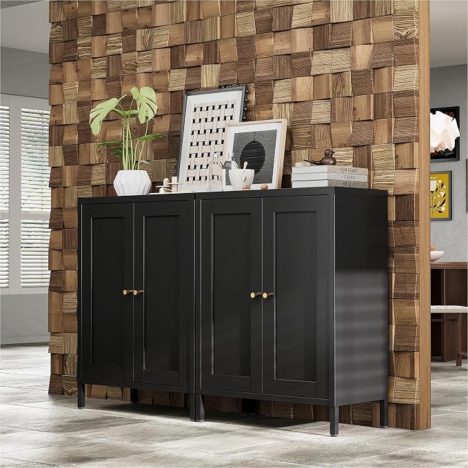 Bevivog Small Bathroom Storage Cabinet, Metal Floor Cabinets Sideboard - Image 4