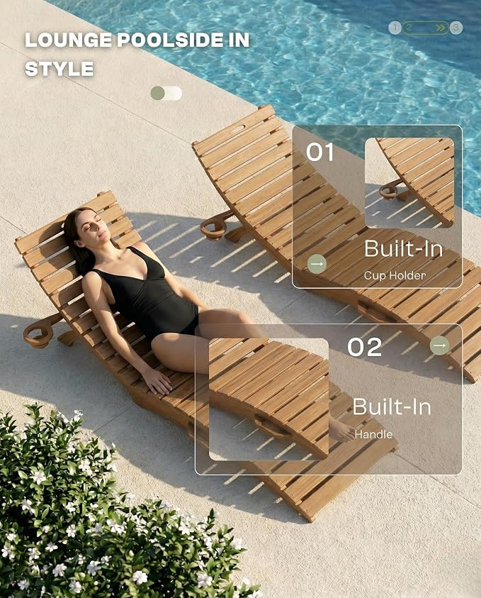 Folding HDPE Outdoor Chaise Lounge - Image 5