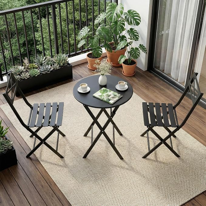 GarveeLife 3 Piece Patio Bistro Set, New Iron Outdoor Furniture Set, Metal - Image 5