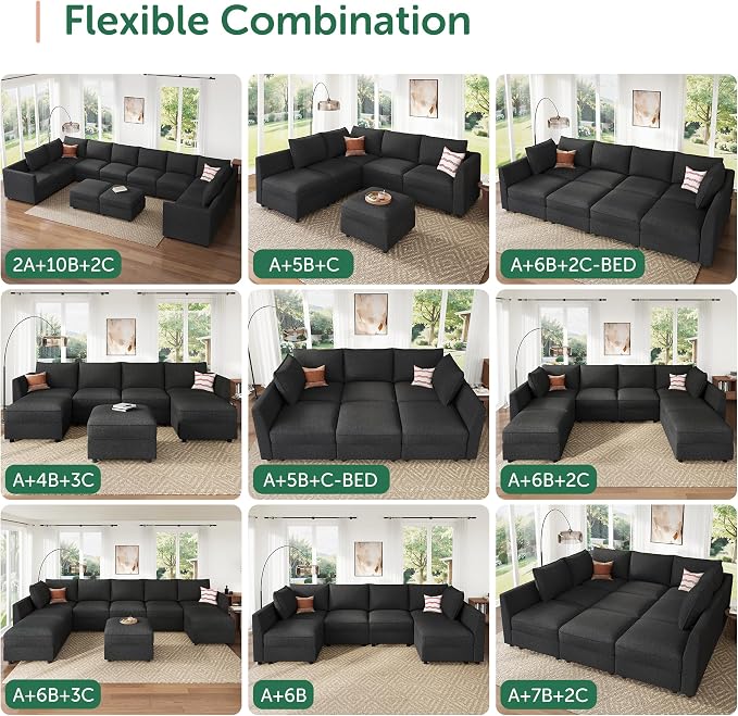 HONBAY Modular Sectional Sofa Sleeper Couch - Image 4