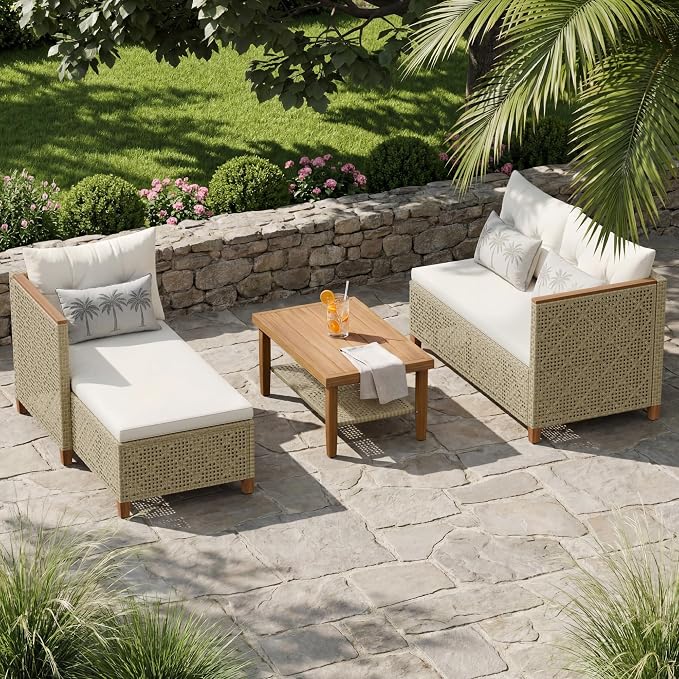 Devoko Wicker Patio Furniture Set, 3 Pieces Outdoor Sofa - Image 6