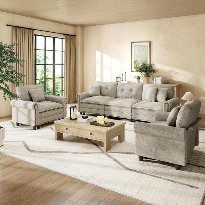 HERA'S HOUSE 3 Pieces Modular Sectional Sofa Sets, Oversized Couch Set by HERASHOUSE