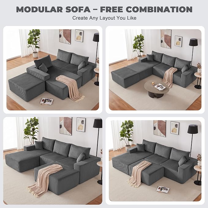 Weture 108” Modular Sectional Couches, Modern Modular U-Shape Sofa - Image 3