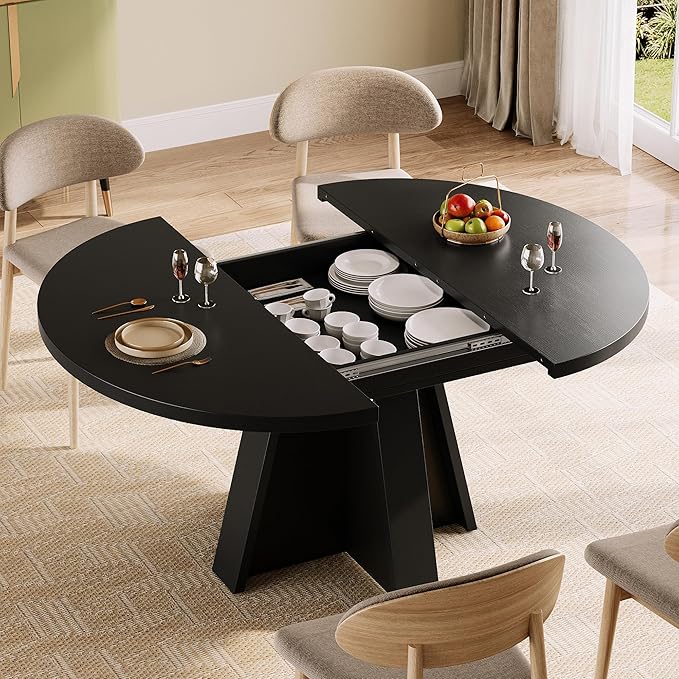 iPormis 43.3in-59in Extendable Round Dining Table - Image 4