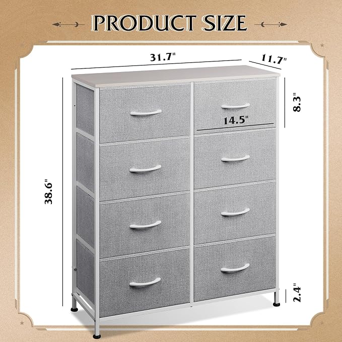 WLIVE Fabric Dresser for Bedroom, Tall Dresser - Image 3