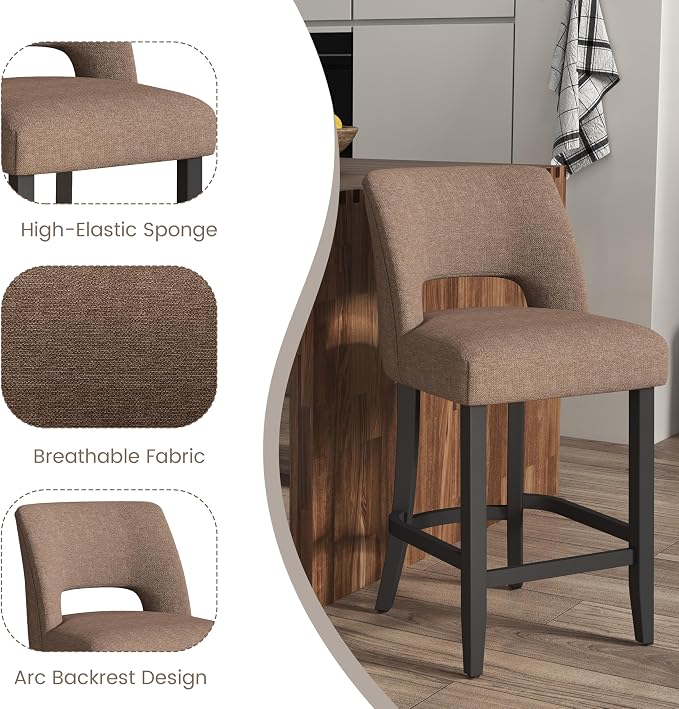 VKNOW Bar Stools Set of 4, Modern Counter Stools - Image 9