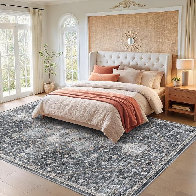 AMADA HOMEFURNISHING 10x14 Washable Area Rug, Low-Profile Large Area Rug - Image 2