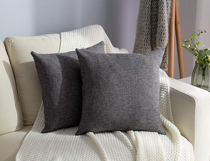 Stellhome Burlap Throw Pillow Covers Solid Farmhouse Linen Pillowcase by Stellhome