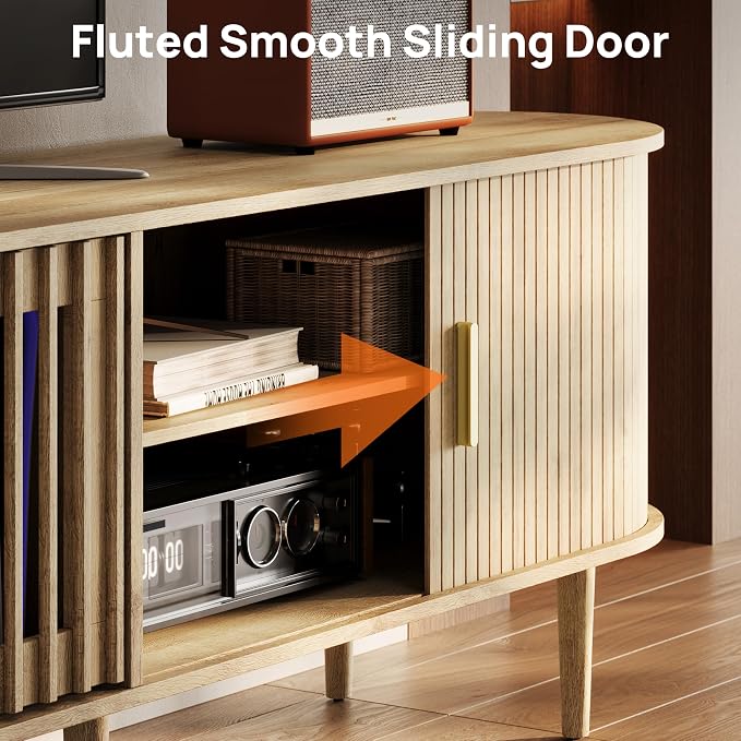 70" Fluted Mid Century Modern TV Stand - Image 7