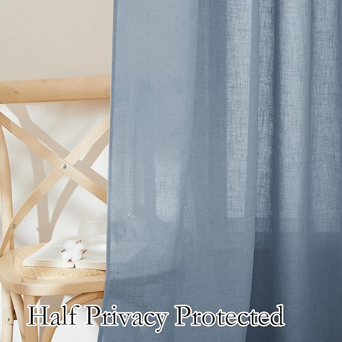 RYB HOME Semi Sheer Curtains 63 inch Length, Light Filtering Airy Privacy - Image 5