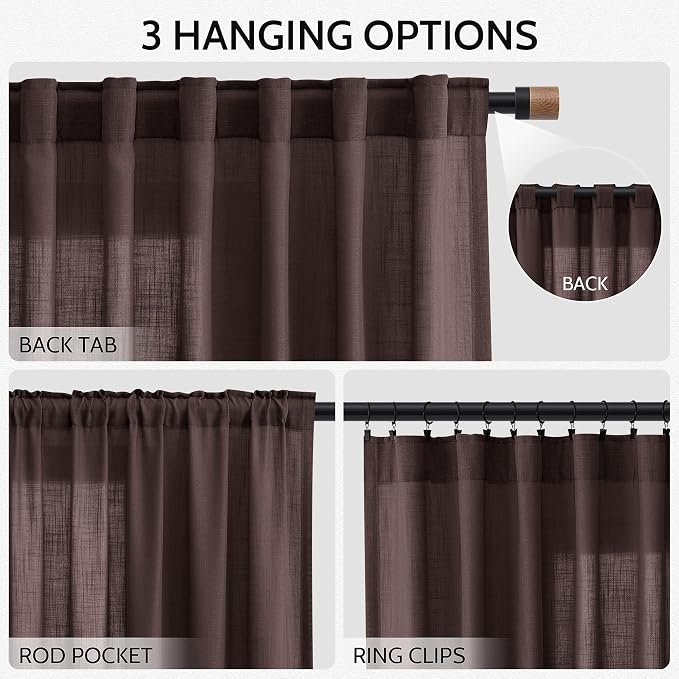 Coffee Brown Curtains 72 inch Length - Image 2