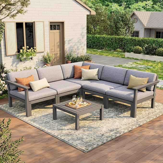 Stoog Patio Furniture Set, 6-Piece All-Weather Outdoor Sectional Sofa Set by Stoog