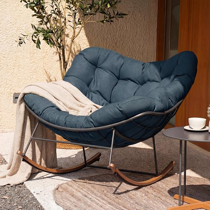Grand patio Outdoor Rocking Chair, E-Coated Modern Cozy Lounge Rocker Chair by GrandPatio