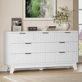 BORNOON 57" Long Dresser for Bedroom, 7-Drawer Fluted Chest, Wide Wood Storage by BORNOON