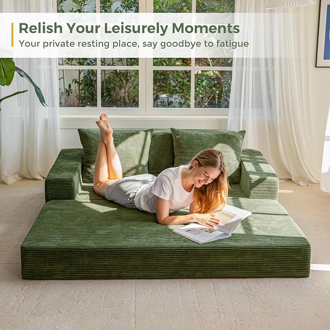 MAXYOYO Loveseat Sofa Bed, 4 in 1 Convertible Boneless Couch Folding Recliner - Image 9