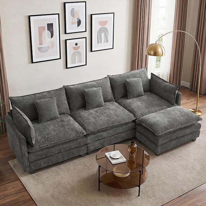 113” Modular Sectional Sofa, L Shaped Cloud Couch by Unknown