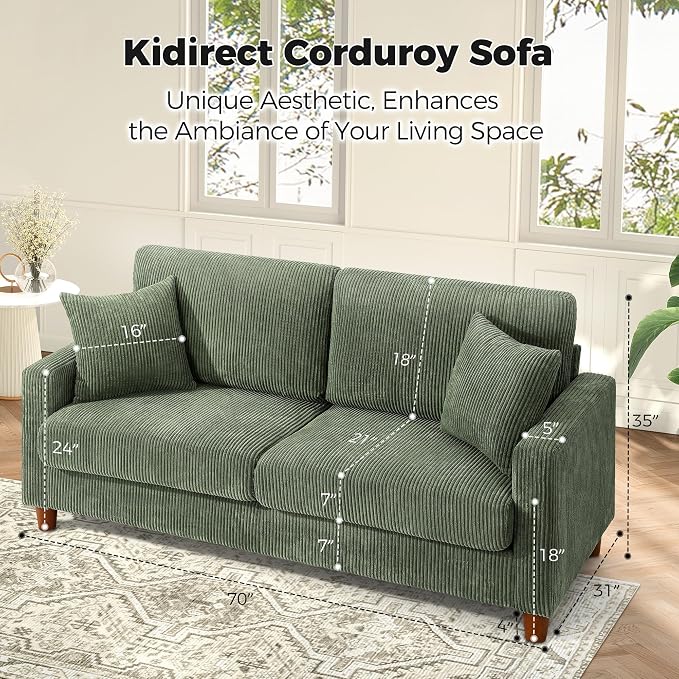Kidirect 70in U Shaped Couch, Modular Sofa No Tool Assembly, Comfy Sectional - Image 2