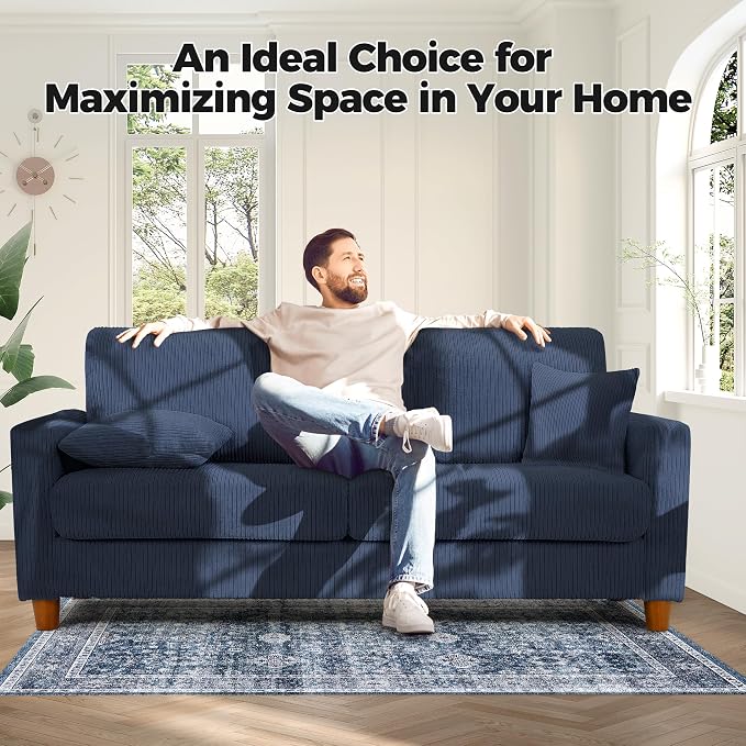 Kidirect 70in Corduroy Couch, Sofa No Tool Assembly, Comfy Couches - Image 6