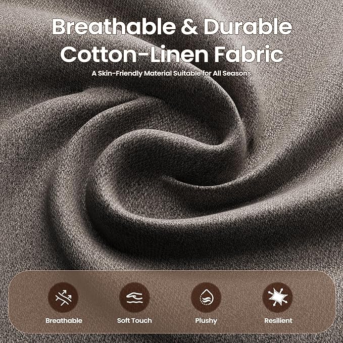Accent Chair for Living Room Modern Linen Upholstered Armchair Side Wooden - Image 7