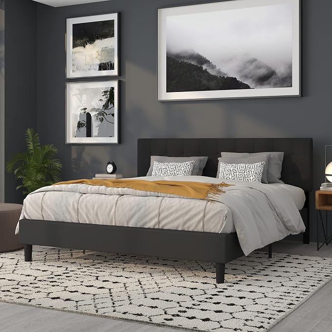 Flash Furniture Bedford Tufted Upholstered King Size Headboard in Black Fabric - Image 6