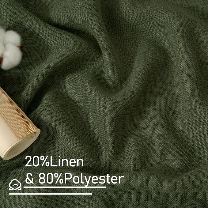 LAMIT Christmas Short Linen Curtains 36 Inch Length 2 Panels, Olive Green Light - Image 3