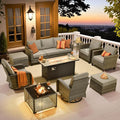ovios 10 Pieces Patio Furniture Set, Outdoor Wicker Sofa Couch by OVIOS