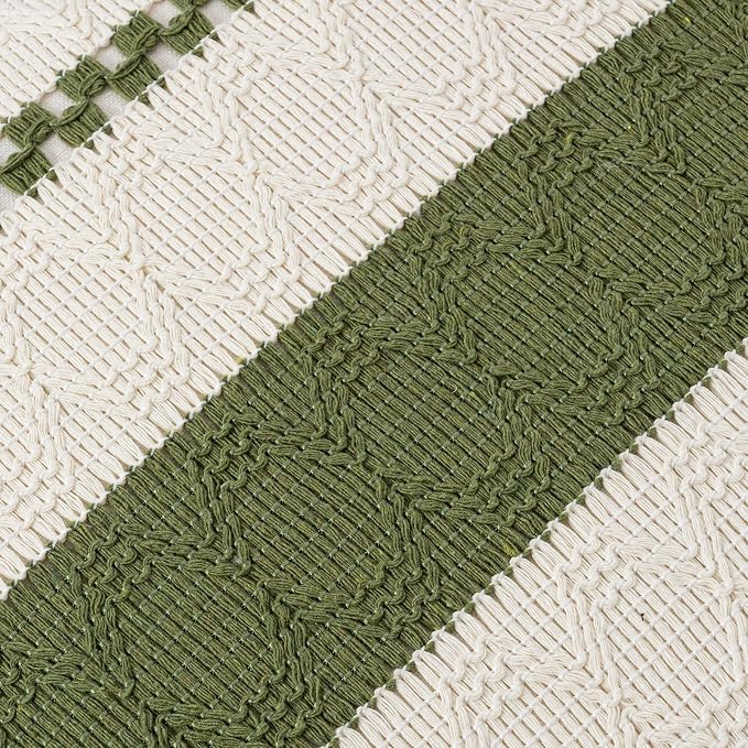 Fancy Homi Set of 1 Boho Moss Green Euro Decorative Throw Pillow Cover 26x26 - Image 4