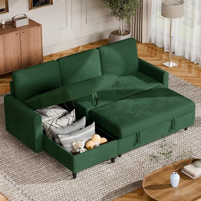 Vongrasig Pull Out Couch, 2 in 1 Sectional Sleeper Sofa Bed by Vongrasig