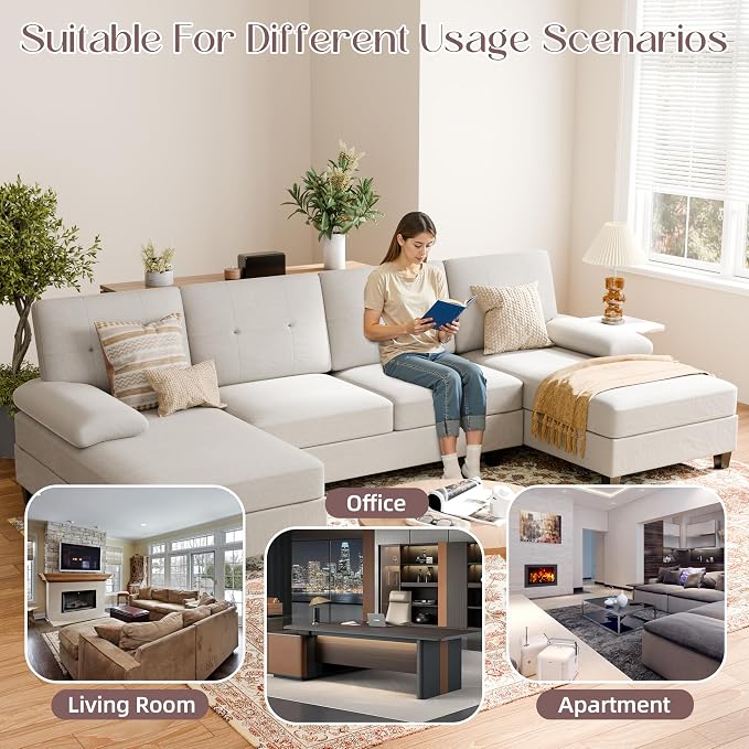 U-Shaped Sectional Couches for Living Room, 4 Seat Sofa - Image 4