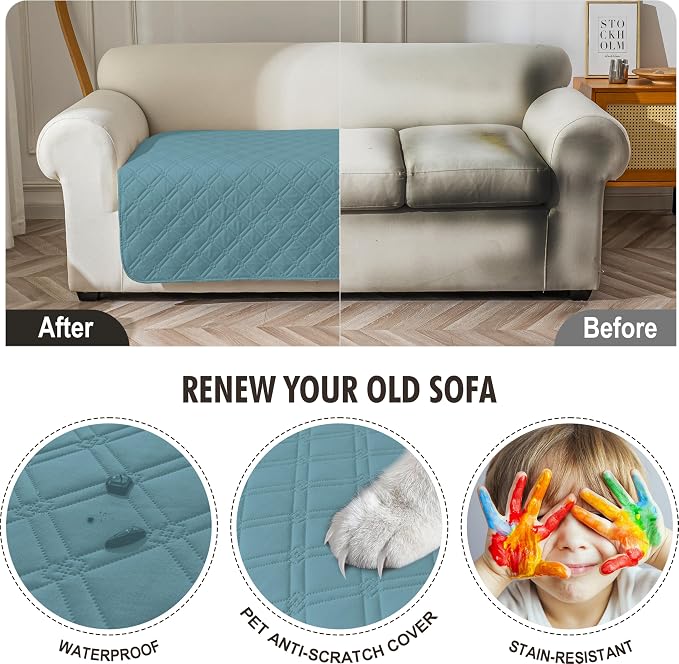 Genina Waterproof Couch Cover, Washable Anti-Slip 51 inch Loveseat Sofa Covers - Image 4