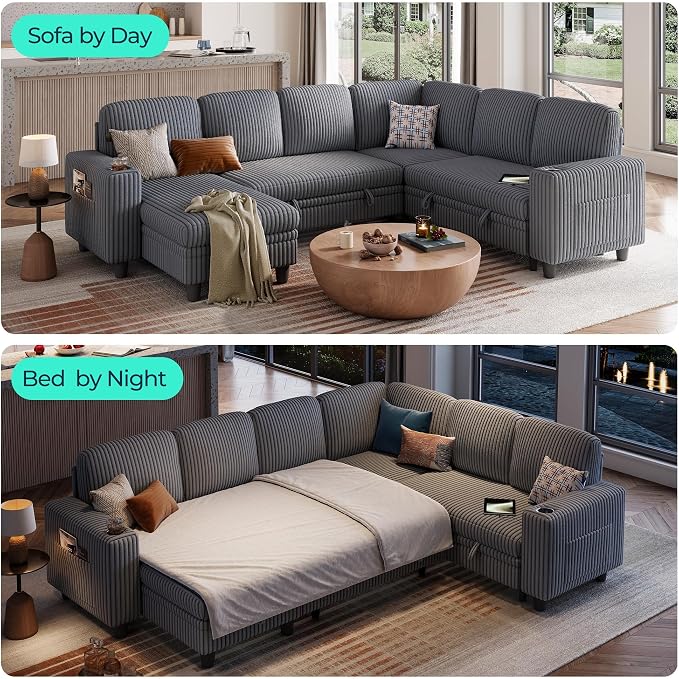 LINSY HOME Sectional Sleeper Sofa Pull Out Couches - Image 3