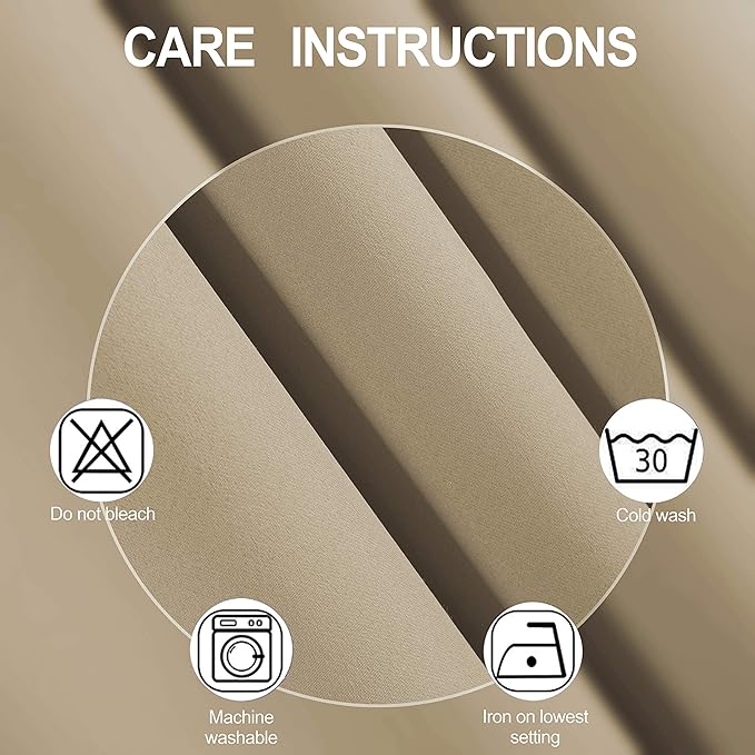 LEMOMO Beige Blackout Curtains 34 x 54 Inch Length/Set of 2 Curtain - Image 4