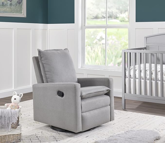Oxford Baby Uptown Upholstered Swivel Glider and Recliner Nursery Chair - Image 9