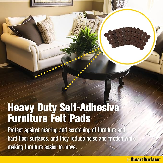 Smart Surface 8825 Heavy Duty Self Adhesive Furniture Felt Pads 1-Inch Round - Image 4