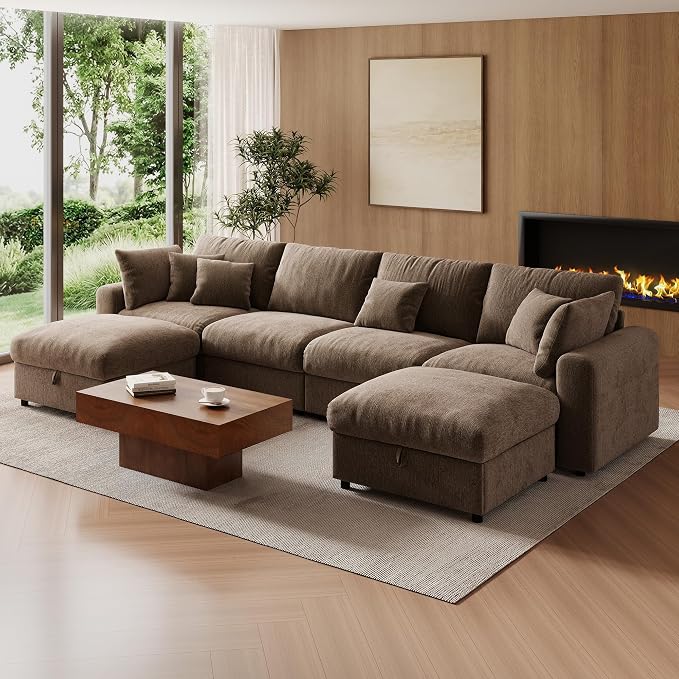 WorthFurni 140” Oversized Cloud Sectional Couches by WorthFurni