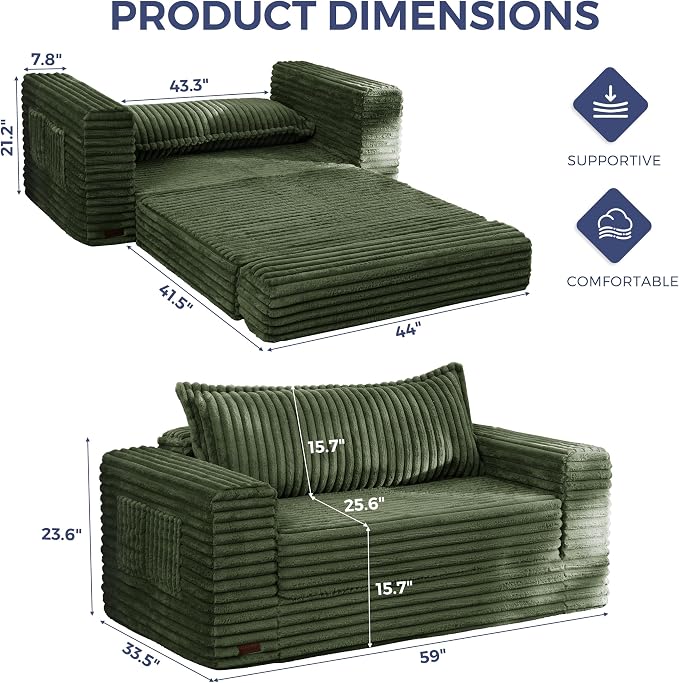 MAXYOYO Convertible Sofa Bed, 2 in 1 Folding Couch Bed - Image 2