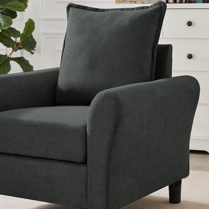Mid-Century Accent Chair, Modern Linen Fabric Armchair - Image 6